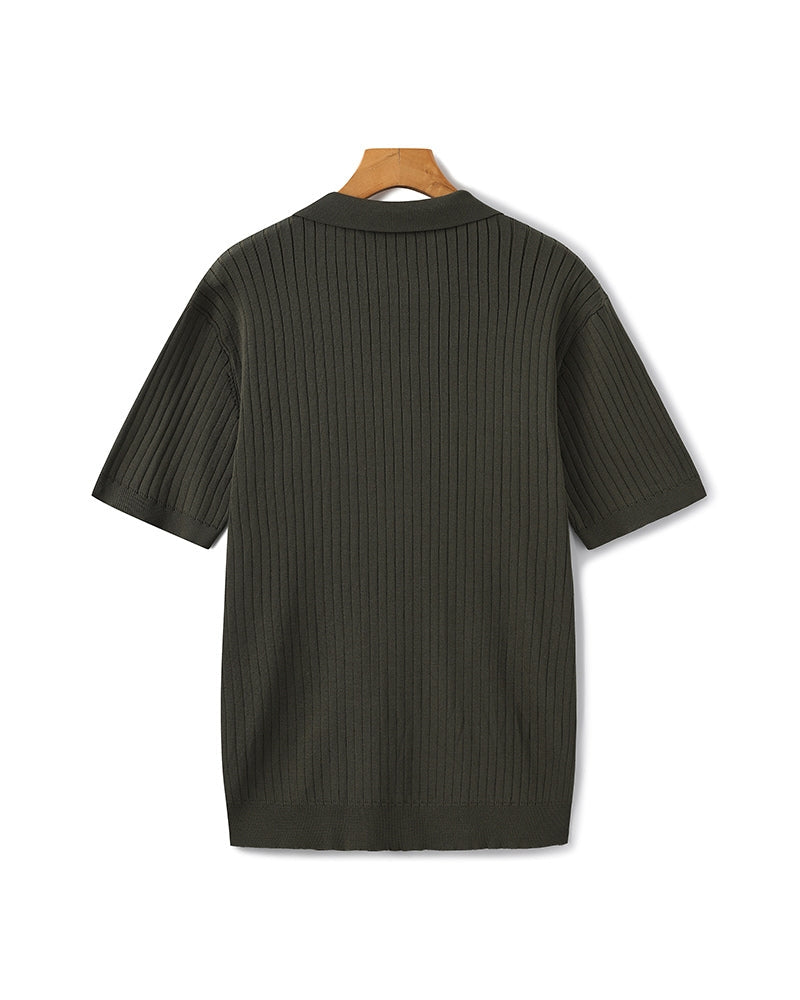 Premium Ribbed Knit Polo Shirt