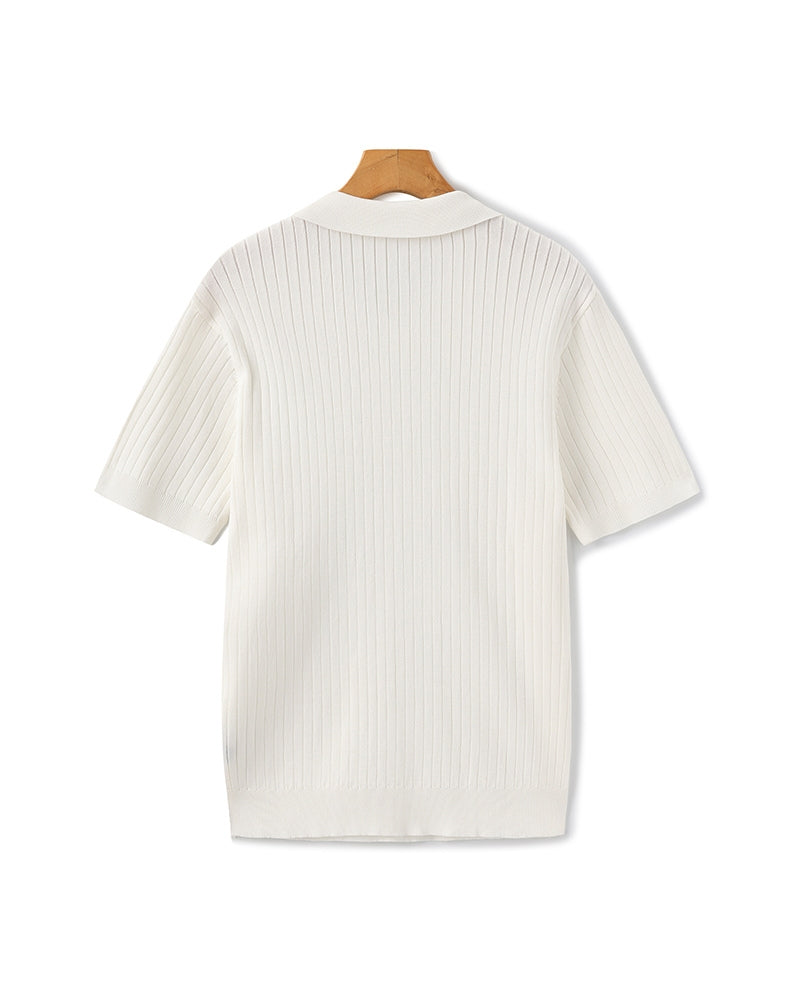 Premium Ribbed Knit Polo Shirt