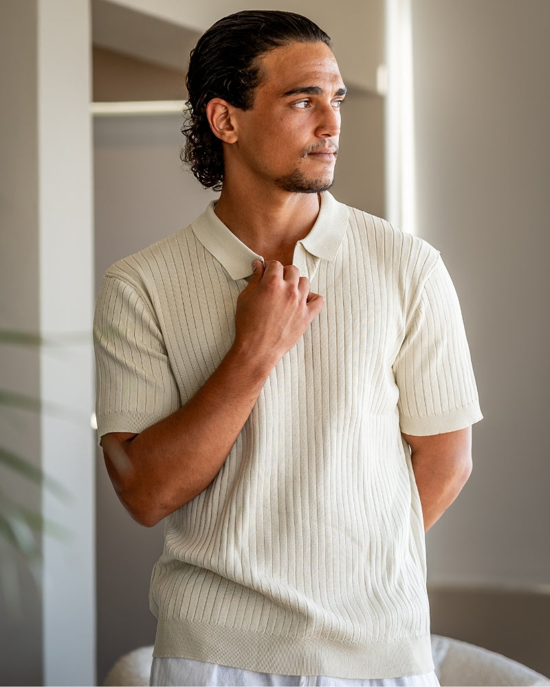 Premium Ribbed Knit Polo Shirt
