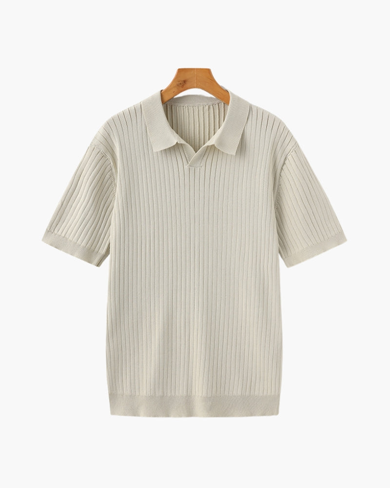 Premium Ribbed Knit Polo Shirt