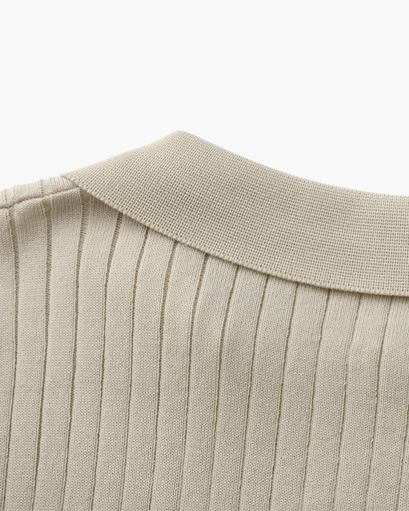 Premium Ribbed Knit Polo Shirt