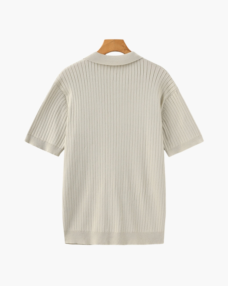 Premium Ribbed Knit Polo Shirt