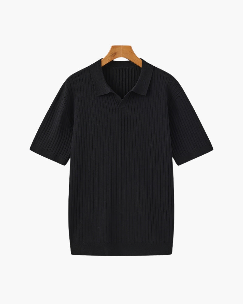 Premium Ribbed Knit Polo Shirt