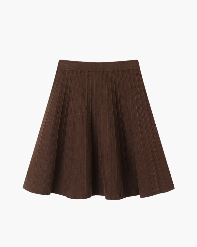 Pleated Wool Oxford Miniskirt