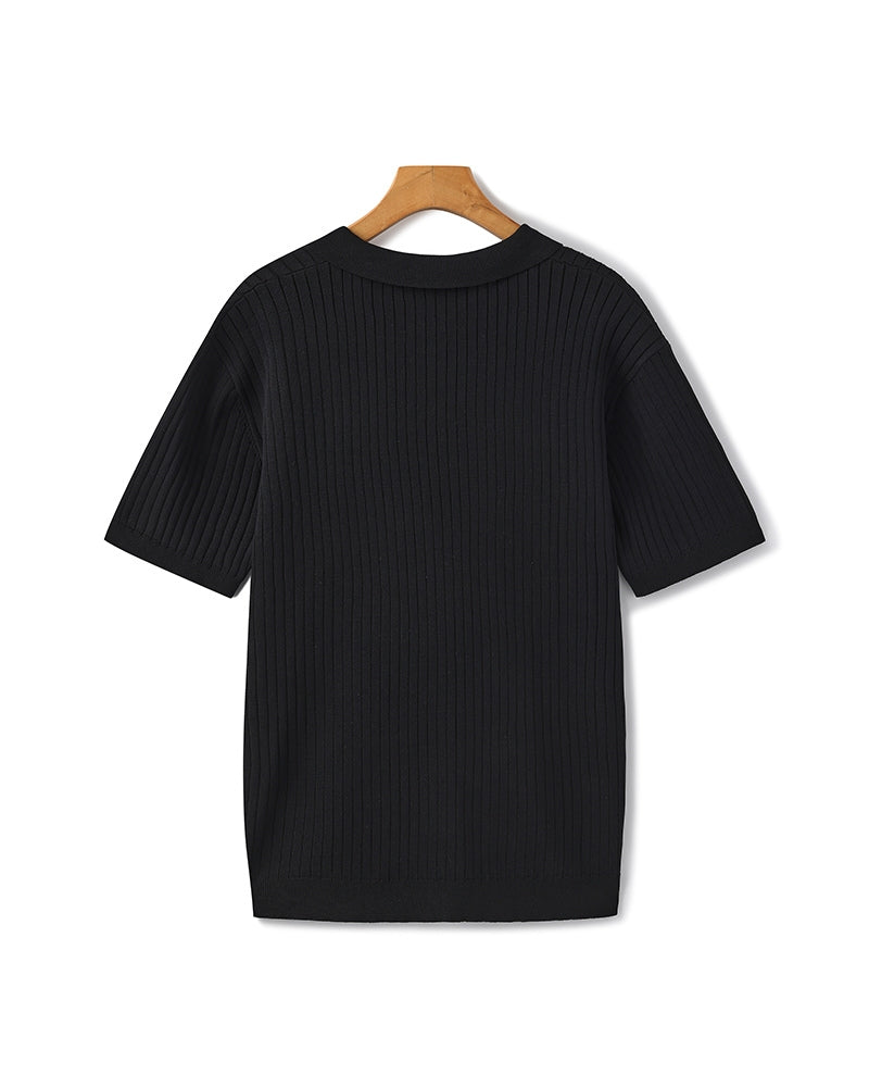 Premium Ribbed Knit Polo Shirt