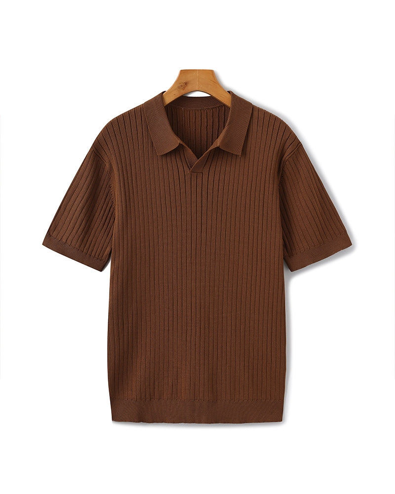Premium Ribbed Knit Polo Shirt