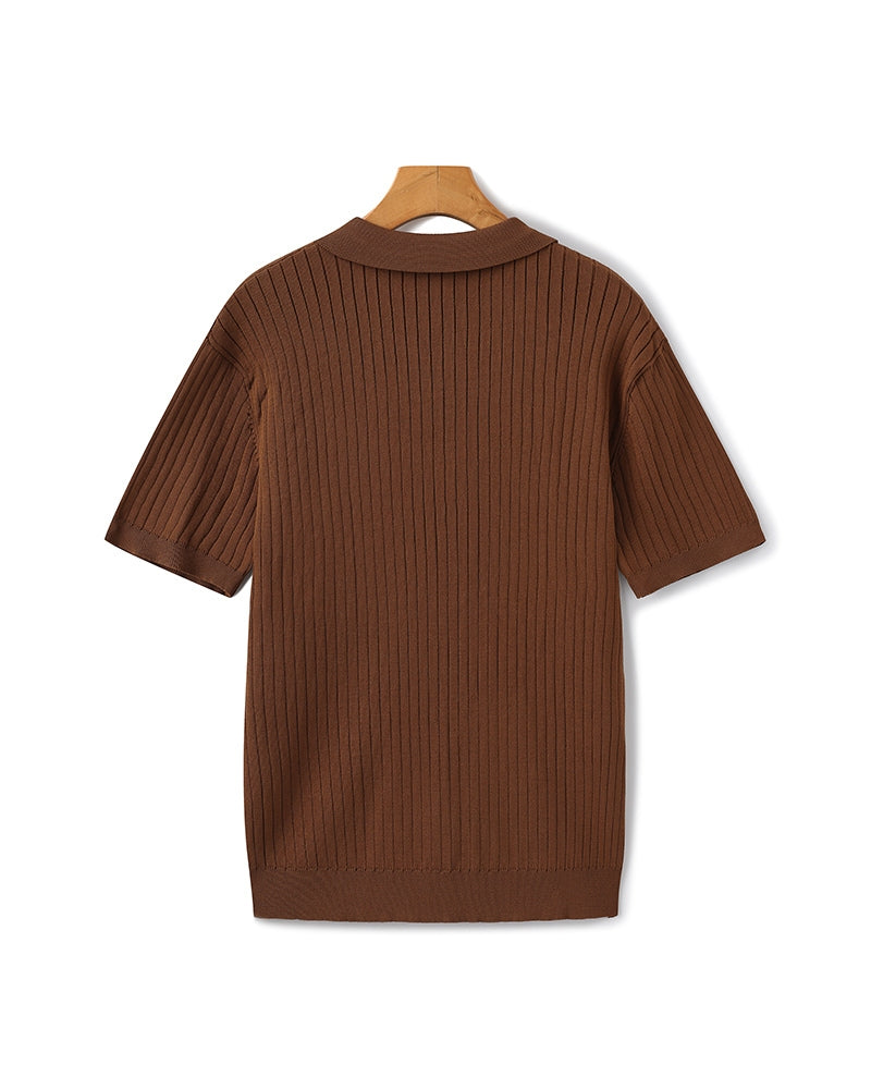 Premium Ribbed Knit Polo Shirt