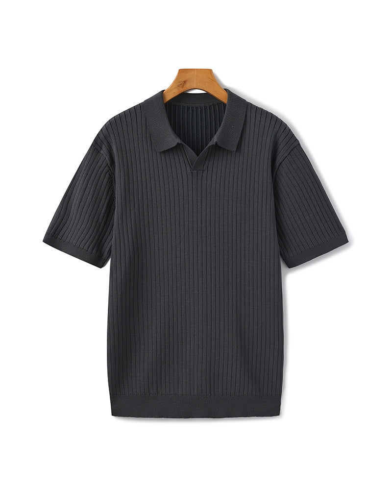 Premium Ribbed Knit Polo Shirt