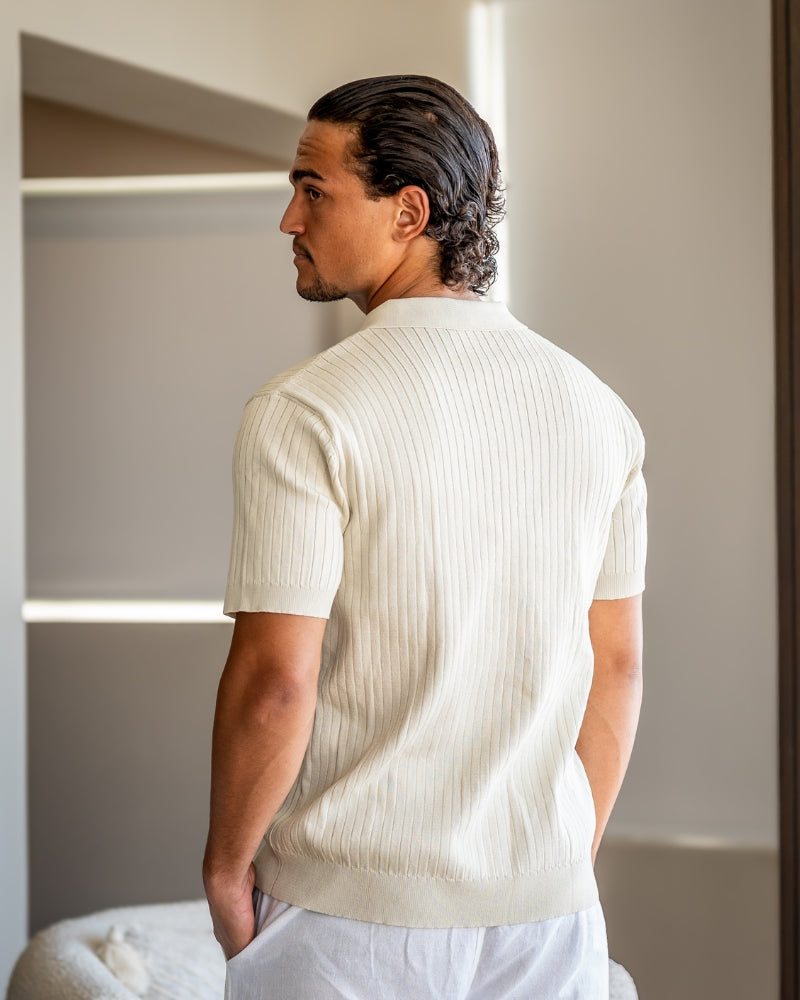 Premium Ribbed Knit Polo Shirt