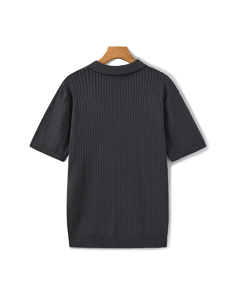 Premium Ribbed Knit Polo Shirt