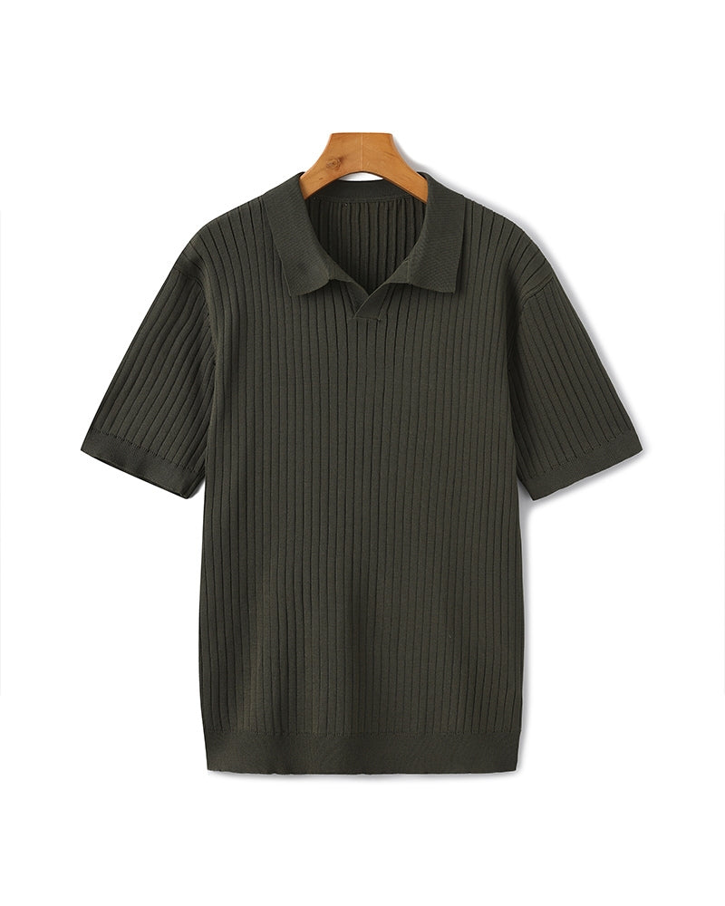 Premium Ribbed Knit Polo Shirt