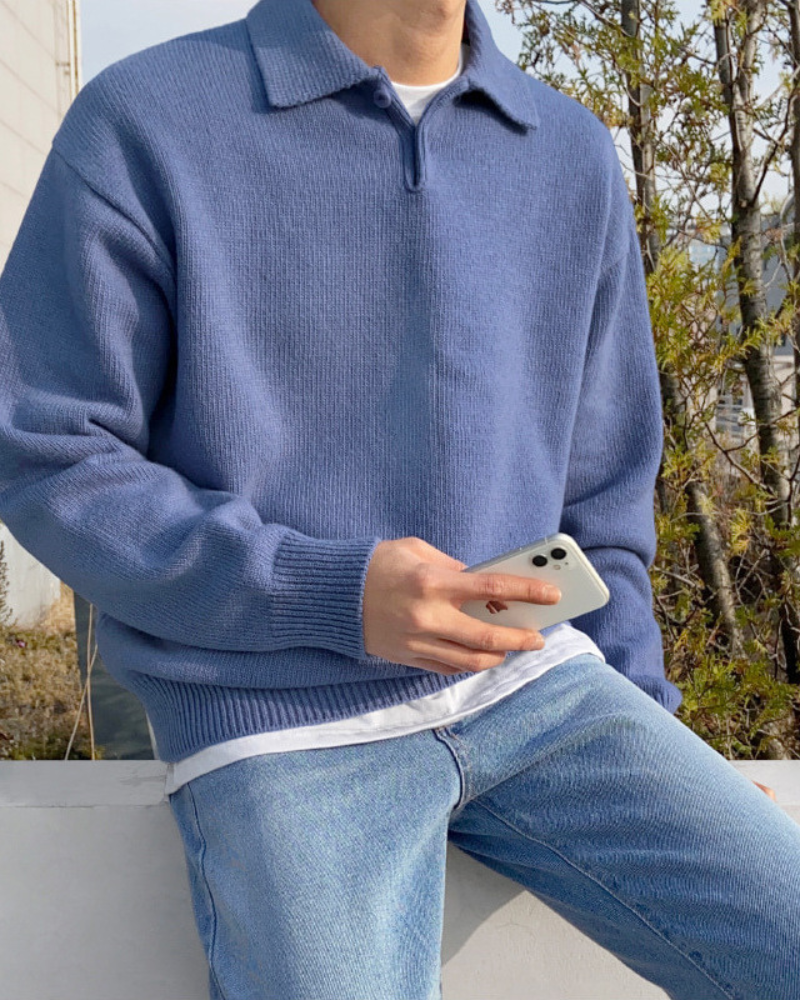 Wool Coat with Buttons and Half-Zip