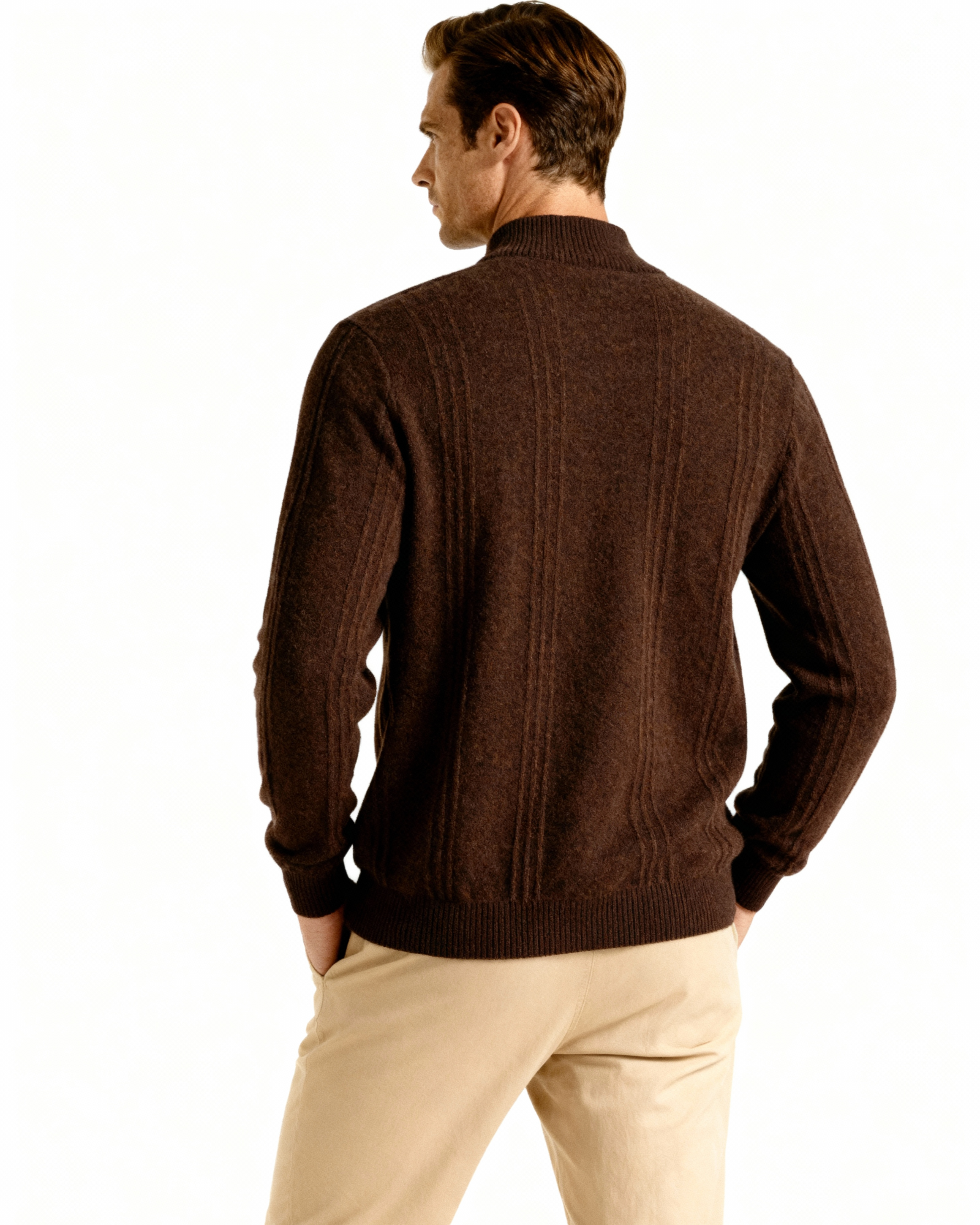 100% Cashmere Ribbed Half-Zip Jumper