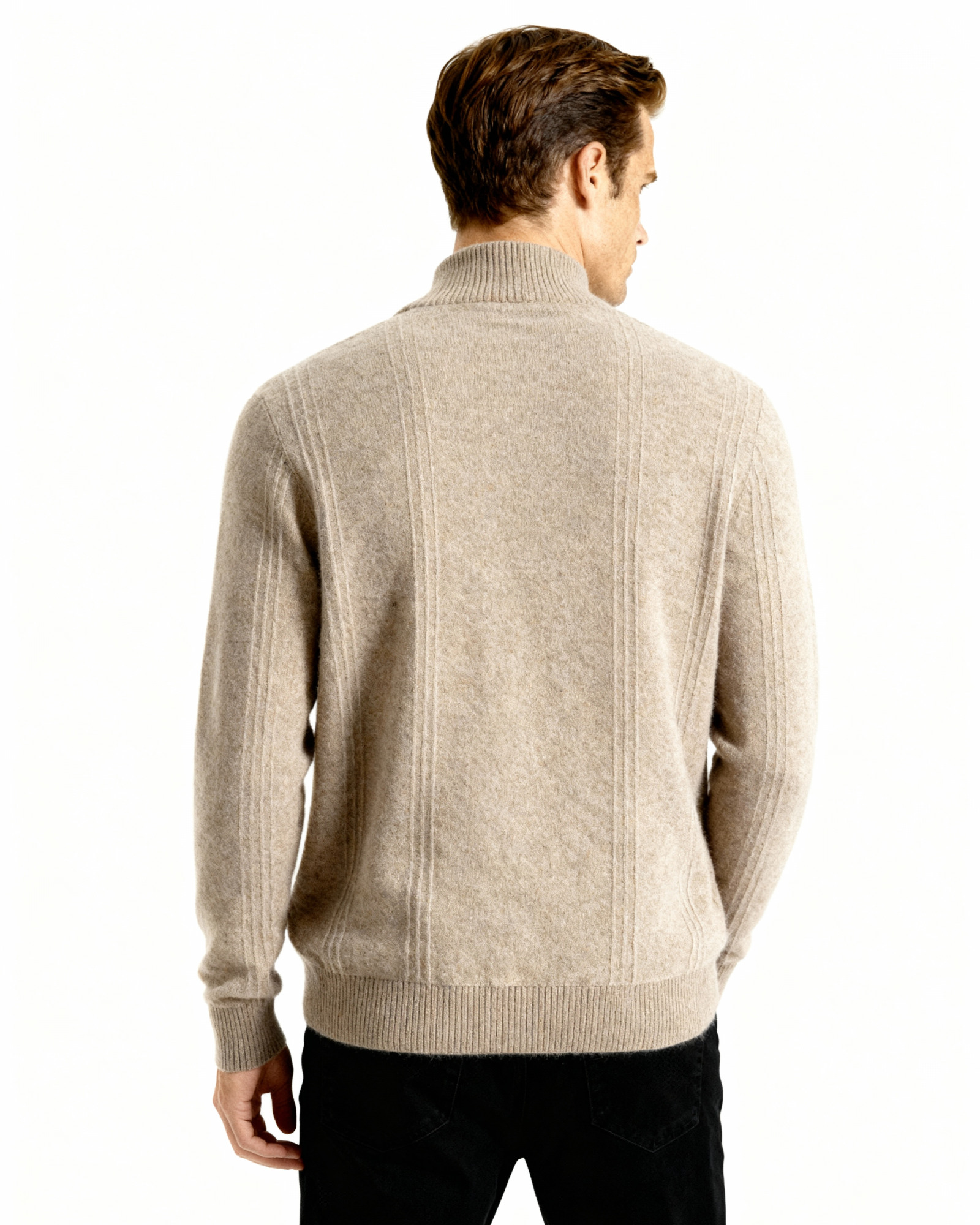 100% Cashmere Ribbed Half-Zip Jumper
