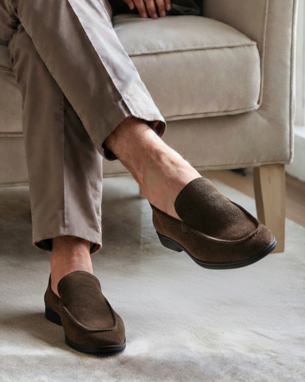 Premium Suede Loafers – Black Sole