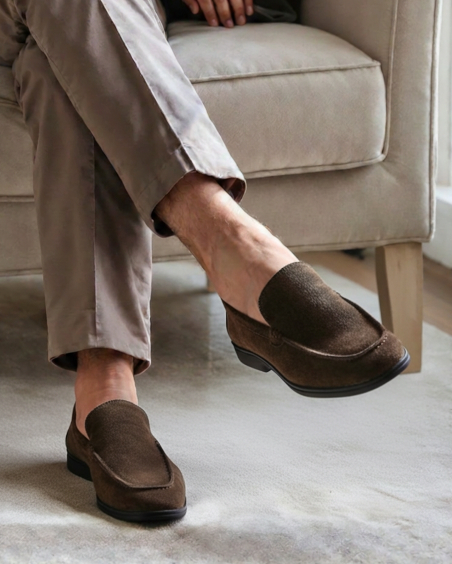 Premium Suede Loafers – Black Sole