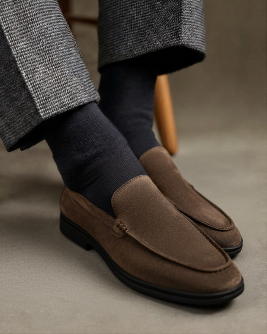 Premium Suede Loafers – Black Sole