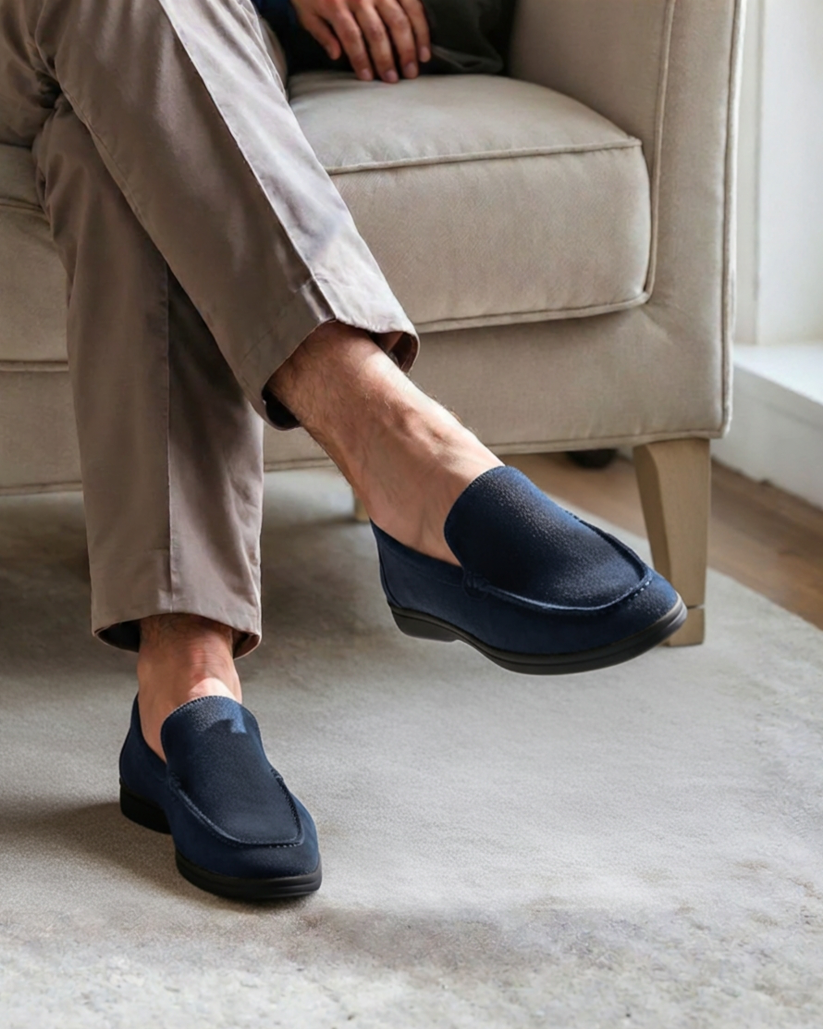 Premium Suede Loafers – Black Sole