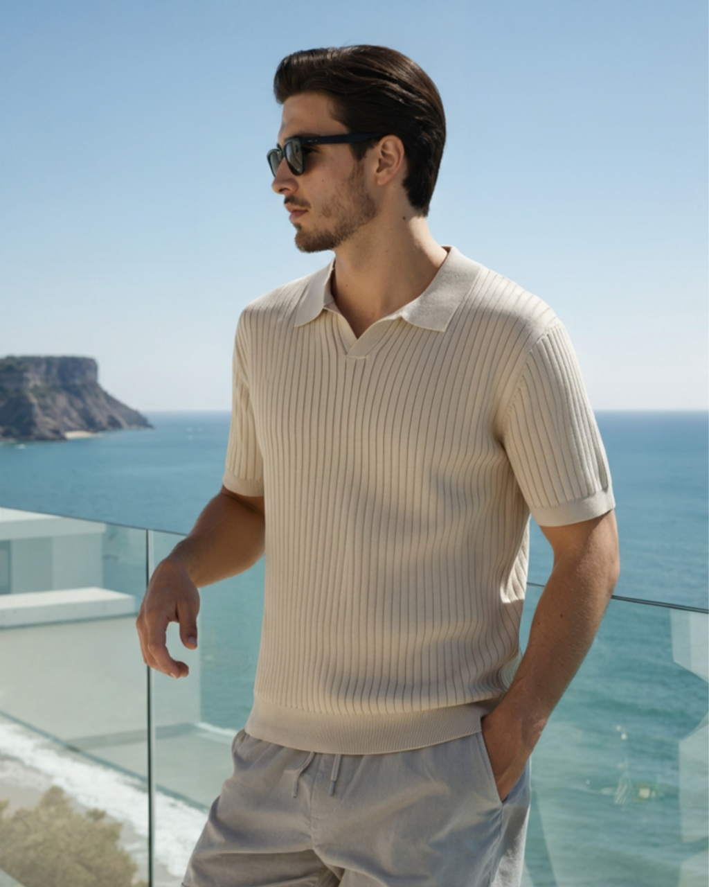 Premium Ribbed Knit Polo Shirt
