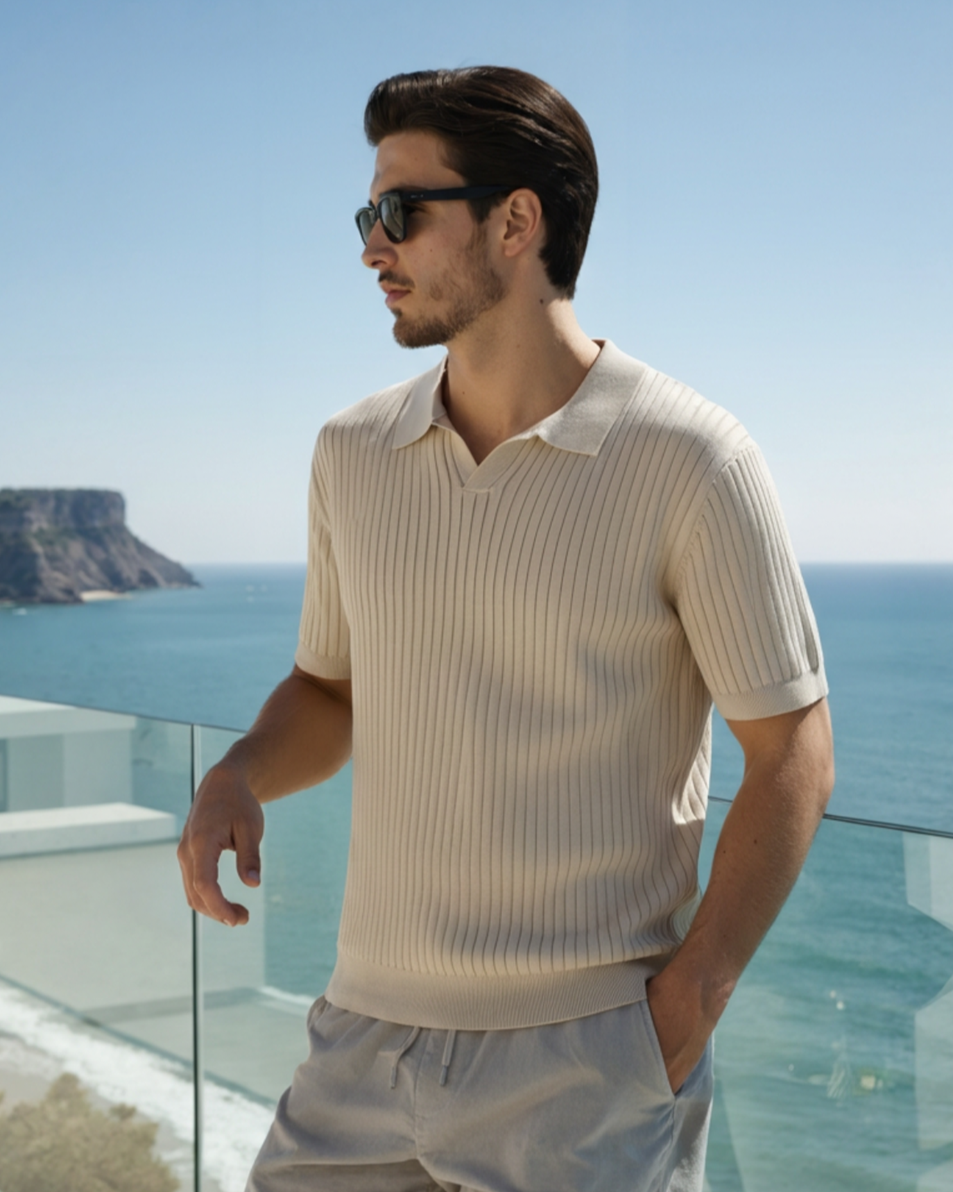 Premium Ribbed Knit Polo Shirt