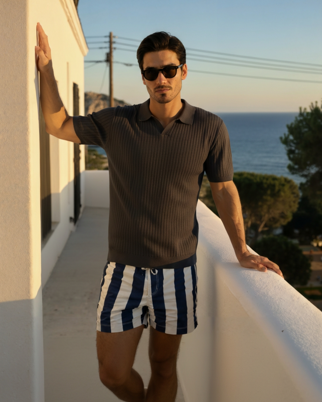 Premium Ribbed Knit Polo Shirt